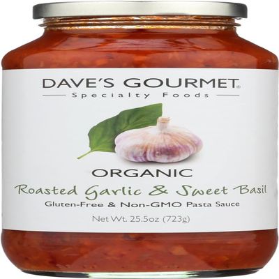 Dave's Gourmet Pasta Sauce, Roasted Garlic, Sweet Basil 25.5 OZ (Pack of 12)