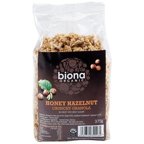 Biona Organic Honey Hazel Crunchy Granola - No added sugar 375g-4 Pack