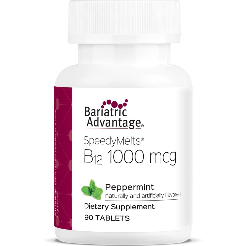 Bariatric Advantage SpeedyMelts B12 1000 mcg - Fast Melting with 200 mcg of Folic Acid for Nutritional Support* - Peppermint - 90 Count