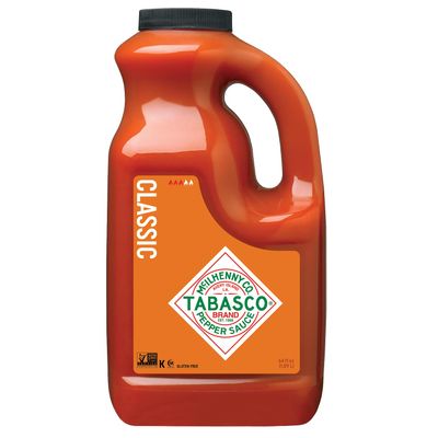TABASCO Brand Original Red Pepper Sauce, Medium Hot Sauce, Bulk Plastic Jug, Classic & Versatile, Three Simple Ingredients, For Large Recipes & Marinades, Great on Everything, 64 Fl Oz (Pack of 1)