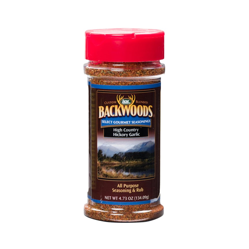 LEM Products Backwoods High Country Hickory Garlic Rub, All-Purpose Seasoning and Rub, Ideal for Wild Game and Domestic Meat, 4.73 Ounce Shaker Bottle