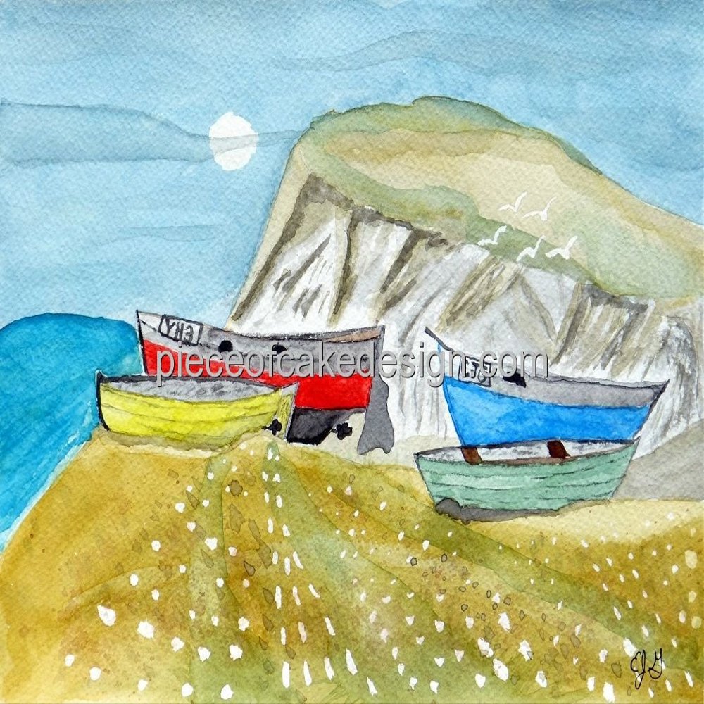 3" Round ~ Eric Gunty's Boats On The Beach Painting Birthday ~ Edible Cake/Cupcake Topper!!!