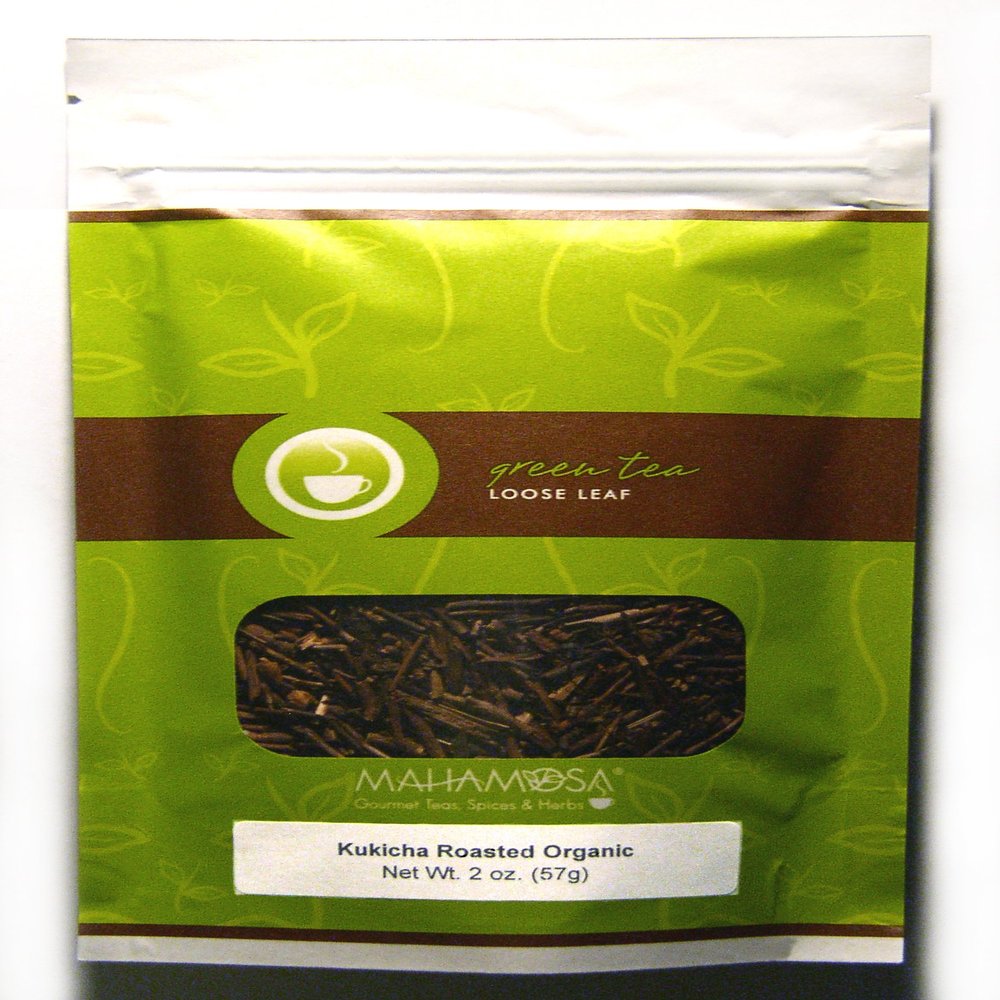 Mahamosa Japanese Green Tea and Filter Set: 2 oz Kukicha Roasted Organic Japan Green Tea, 100 Loose Leaf Tea Filters (Bundle- 2 items)(Tea ingredients: Organic green tea)