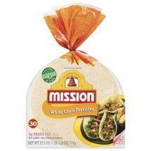 Mission White Corn Tortillas, Small Soft Taco Size, 30 Count, Gluten Free, Trans Fat Free