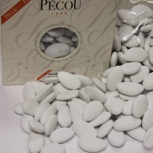 French Avola Almond Dragees (French Jordan Almonds), White color 1kg (2.2lbs)