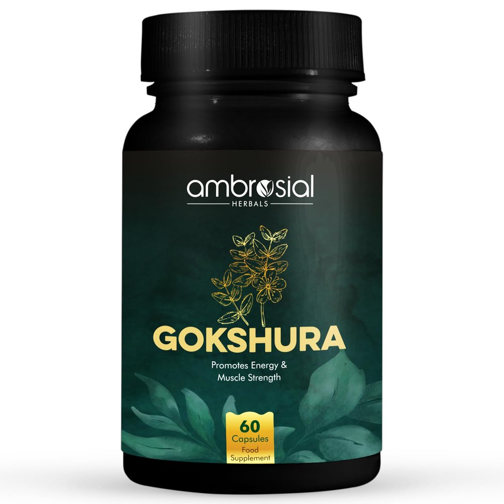 AMBROSIAL Gokshura Tribulus Terrestris High Strength 500 mg per Capsule | Tribulus Terrestris Extract Capsules for Men & Women | Herbal Supplement for Energy & Immunity (Pack of 1-60 Capsules)