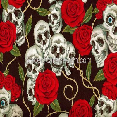1/8 Sheet ~ Skulls & Roses Background Birthday ~ Edible Cake/Cupcake Topper!!!
