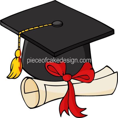 2" Round ~ Black Grad Cap Clip Art Birthday ~ Edible Cake/Cupcake Topper!!!