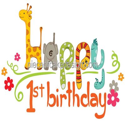2" Round ~ Zoo Animals Happy 1st Birthday ~ Edible Cake/Cupcake Topper!!!