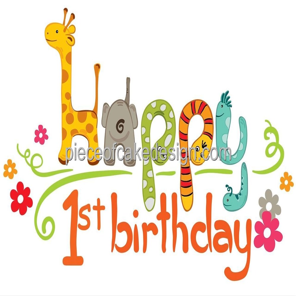 2" Round ~ Zoo Animals Happy 1st Birthday ~ Edible Cake/Cupcake Topper!!!