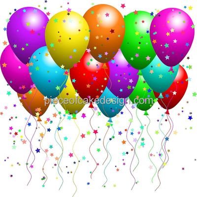 1/8 Sheet ~ Confetti Balloons Birthday ~ Edible Cake/Cupcake Topper!!!