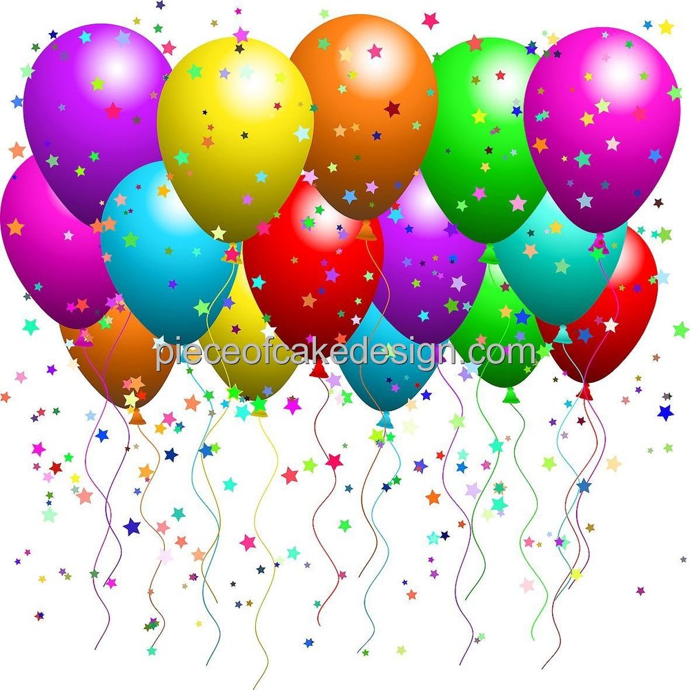 1/8 Sheet ~ Confetti Balloons Birthday ~ Edible Cake/Cupcake Topper!!!
