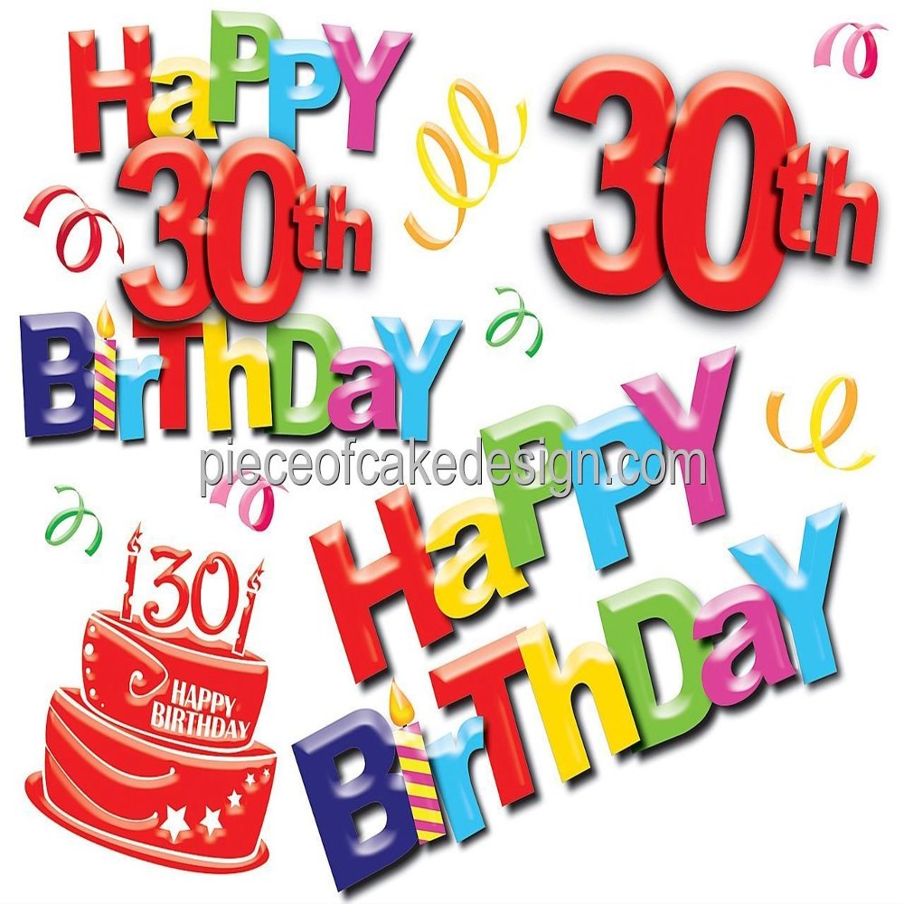 2" Round ~ Happy 30th Birthday Background Birthday ~ Edible Cake/Cupcake Topper!!!