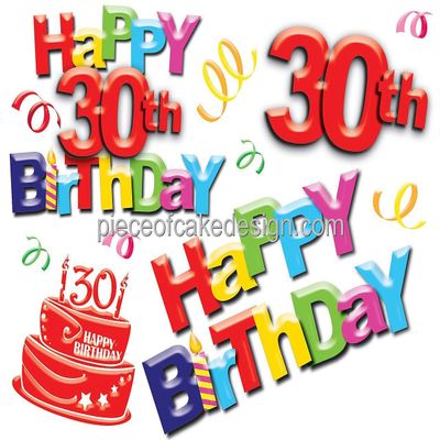 1/8 Sheet ~ Happy 30th Birthday Background Birthday ~ Edible Cake/Cupcake Topper!!!