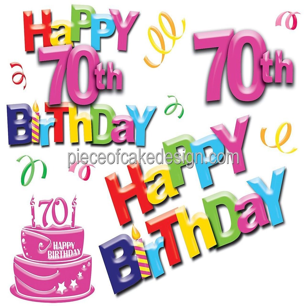 3" Round ~ Happy 70th Birthday Background Birthday ~ Edible Cake/Cupcake Topper!!!