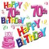 3" Round ~ Happy 70th Birthday Background Birthday ~ Edible Cake/Cupcake Topper!!! view 1