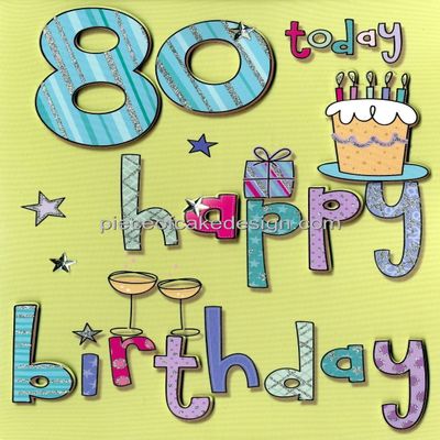 1/8 Sheet ~ Happy 80th Birthday ~ Edible Cake/Cupcake Topper!!!