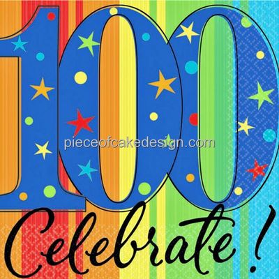 3" Round ~ 100th Celebrate Birthday ~ Edible Cake/Cupcake Topper!!!