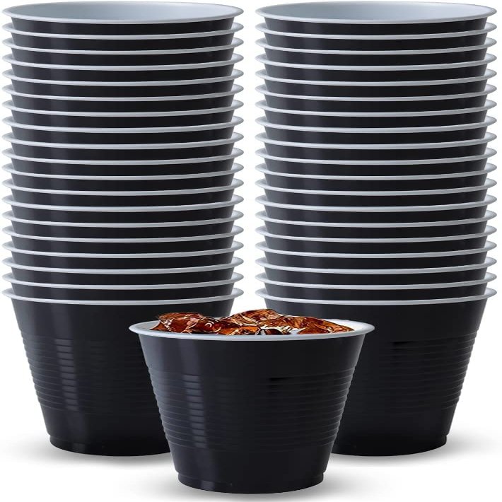 Hanna K. Signature Collection Black Plastic Cups 18 Oz. Solid Color Premium Heavy Weight Disposable Party Cups 600 Count - Elegant & Durable, Perfect for Parties, Weddings & Everyday Use