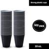 Hanna K. Signature Collection Black Plastic Cups 18 Oz. Solid Color Premium Heavy Weight Disposable Party Cups 600 Count - Elegant & Durable, Perfect for Parties, Weddings & Everyday Use view 4