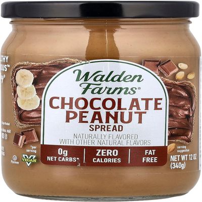 Walden Farms Chocolate Peanut Spread  Zero Calorie, Low Carb, Keto-Friendly, Vegan, Sugar-Free, Chocolate Peanut Flavor  12 oz Bottle
