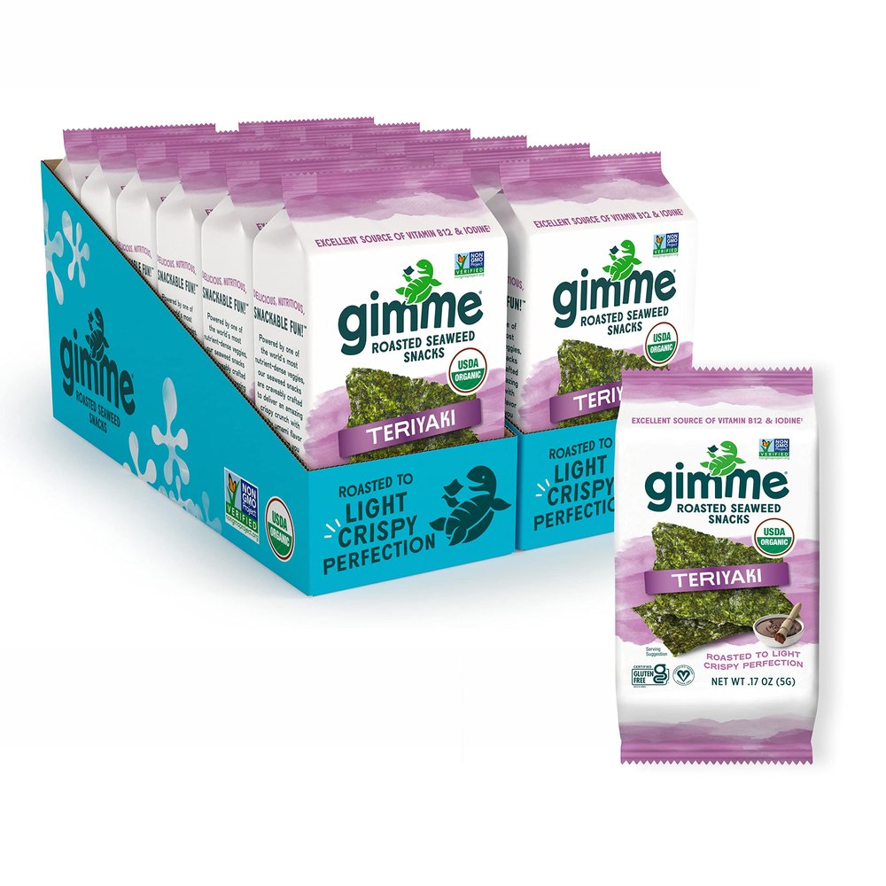 Gimme Seaweed Organic Roasted Seaweed Sheets, Go Snack for Kids & Adults, #2 Teriyaki, 0.17 Ounce (Pack of 12)