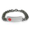 Adrenal Insufficiency Medical ID Alert Bracelet with Embossed Emblem and Wide Chain. Style: Classic Wide, Premium Series. view 1