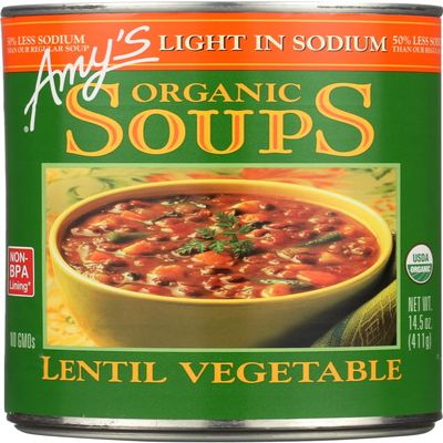 2 Savers Package:Amy's Kitchen Low Sodium Lentil vegetable Soup (12x14.5 Oz)