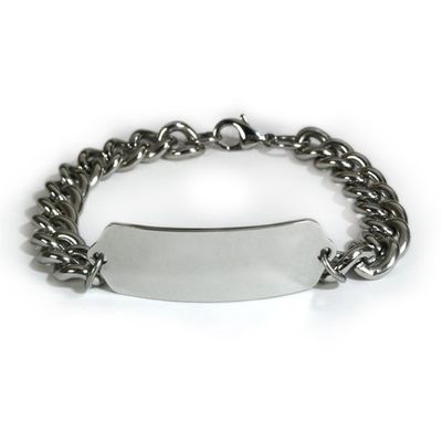 Adrenal Insufficiency Medical ID Alert Bracelet with Embossed Emblem and Wide Chain. Style: Classic Wide, Premium Series.