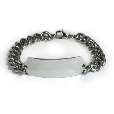 Adrenal Insufficiency Medical ID Alert Bracelet with Embossed Emblem and Wide Chain. Style: Classic Wide, Premium Series.