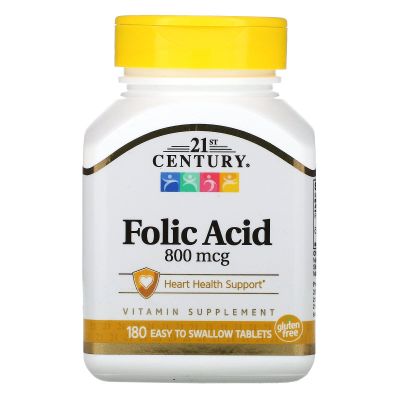 21st Century, Folic Acid 800mcg 180 Tablets
