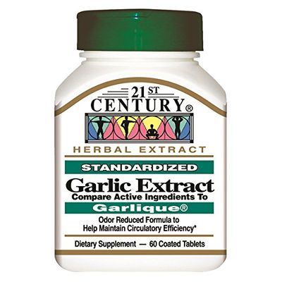 21st Century Health, Garlic Extract Odor Free 60 ENTERIC Coated Veg. TABS