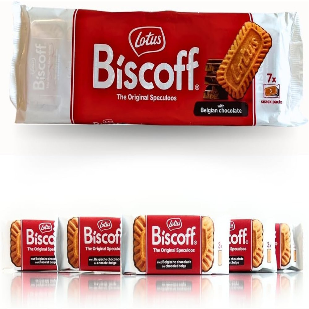 Lotus Cookies | Biscoff Speculoos With Chocolate 7 Pieces | Lotus Biscuits | Belgian Cookies | 5,4 Ounce Total