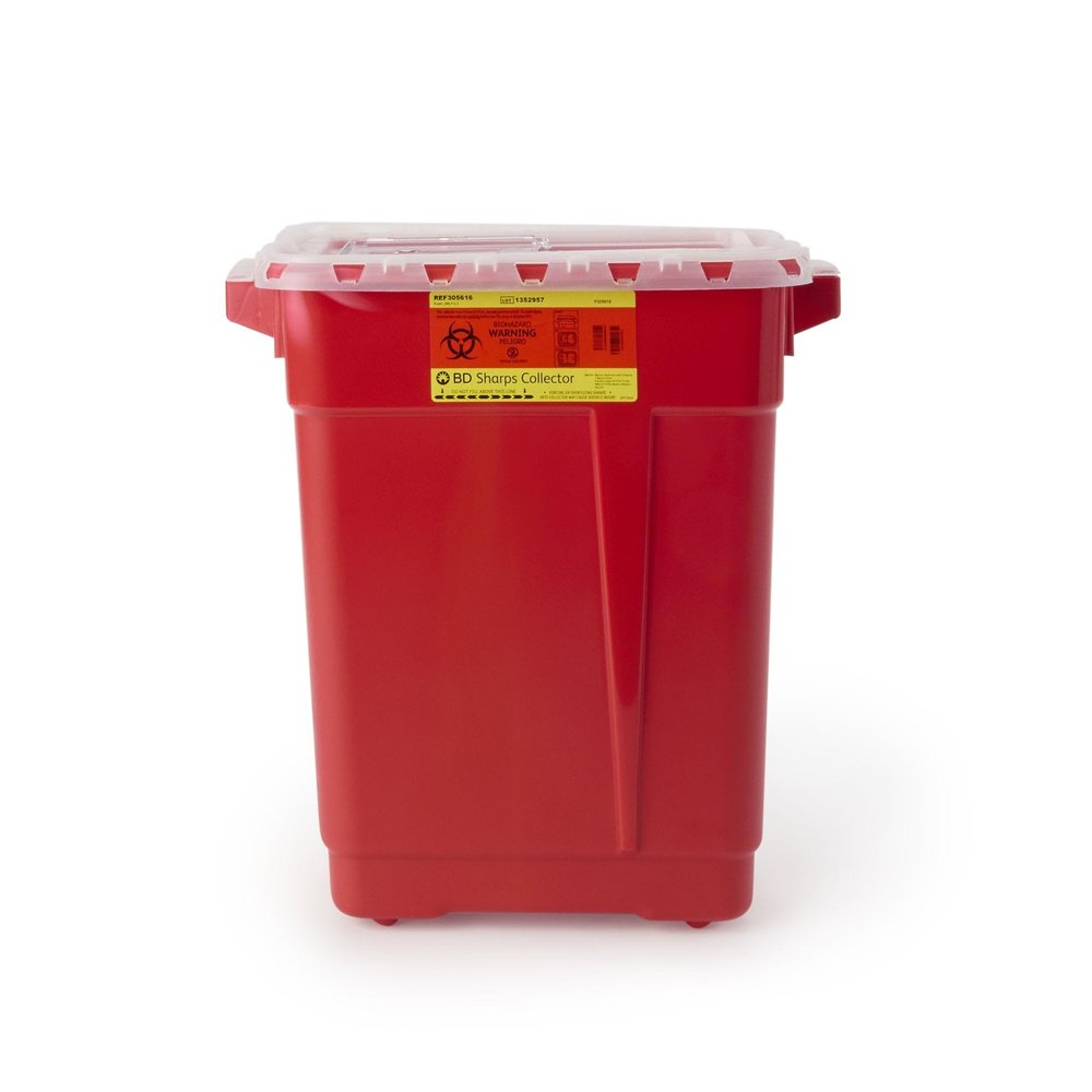 BD EXTRA LARGE SHARPS COLLECTORS Sharps Collector, 9 Gal, Slide Top, Red, 1 Individual