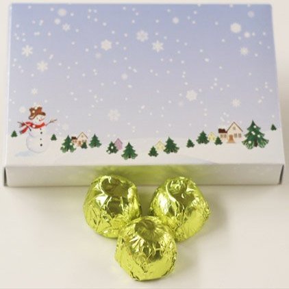Scott's Cakes Milk Chocolate Chocolate Cream Filling Candies with Chartreuse Foils in a 1 Pound Winter Wonderland Box