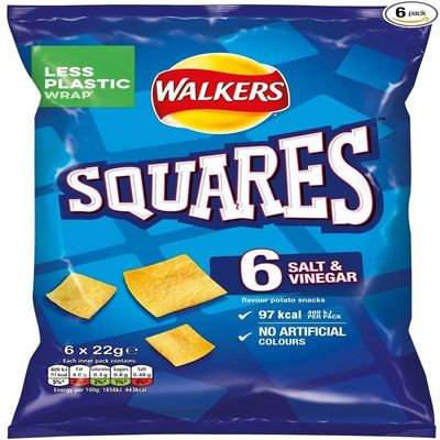 Crisps Walkers Squares Salt & Vinegar 6X6X22G