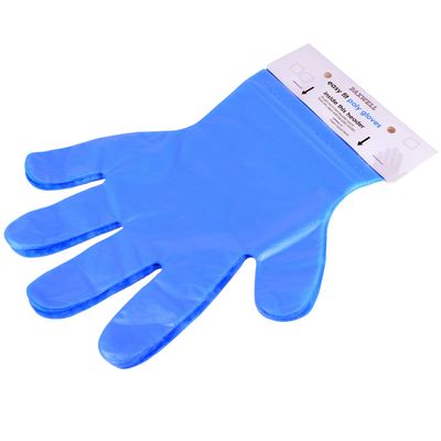Daxwell Poly Gloves, Easy-Fit Food Prep Gloves, Header Gloves, One Size Fits All, Blue, With Wall Mount, F10003538 (Case of 1,000, 20 Cards of 50)