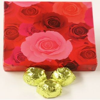 Scott's Cakes Milk Chocolate Tropical Banana Italian Butter Cream Candies with Chartreuse Foils in a 1 Pound Pink Roses Box