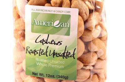 12oz Gourmet Bag of Whole Roasted Unsalted Cashews [3/4 lb.]