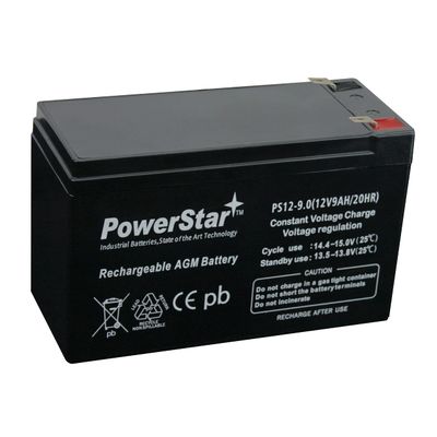 PowerStar 9AH Replacement for 12Volt 7.0Ah 12V 7AH Sealed (SLA) With F1/F2 Longer Lasting