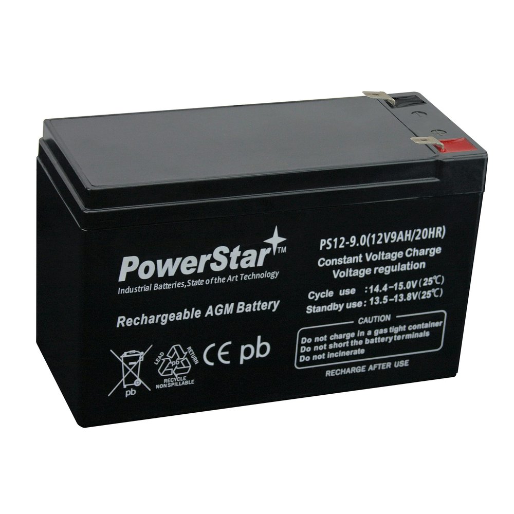 PowerStar 9AH Replacement for 12Volt 7.0Ah 12V 7AH Sealed (SLA) With F1/F2 Longer Lasting