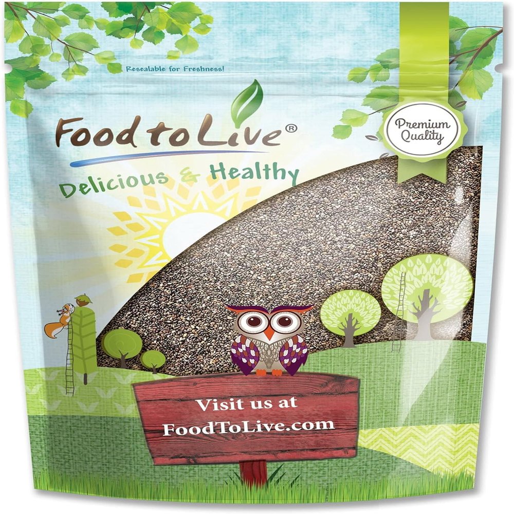 Food to Live - Black Chia Seeds, 5 Pounds - Whole, Sproutable, Vegan, Kosher, Keto, Sirtfood, Bulk. Rich in Essential Fatty Acids, Fiber, Protein