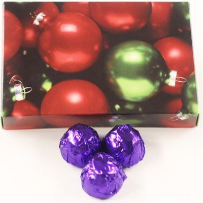 Scott's Cakes Dark Chocolate Peanut Butter Truffle Cream Filling Candies with Grape Foils in a 1 Pound Ornament Box