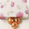 Scott's Cakes Dark Chocolate Peanut Butter Truffle Cream Filling Candies with Peach Foils in a 1 Pound Pastel Flower Box view 1
