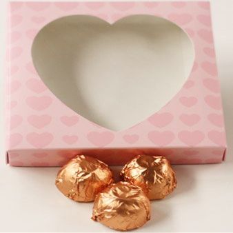 Scott's Cakes Dark Chocolate Peanut Butter Truffle Cream Filling Candies with Peach Foils in a 1 Pound Pink Heart Box