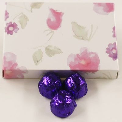 Scott's Cakes Dark Chocolate Peanut Butter Truffle Cream Filling Candies with Grape Foils in a 1 Pound Pastel Flower Box