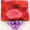 Scott's Cakes Dark Chocolate Peanut Butter Truffle Cream Filling Candies with Violet Foils in a 1 Pound Pink Roses Box view 1
