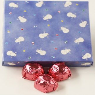 Scott's Cakes Milk Chocolate Peanut Butter Truffle Cream Filling Candies with Pink Foils in a 1 Pound Snowman Box
