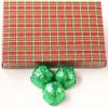 Scott's Cakes Dark Chocolate Peanut Butter Truffle Cream Filling Candies with Yellow Green Foils in a 1 Pound Christmas Plaid Box view 1
