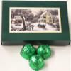 Scott's Cakes Dark Chocolate Peanut Butter Truffle Cream Filling Candies with Yellow Green Foils in a 1 Pound Homestead Box view 1